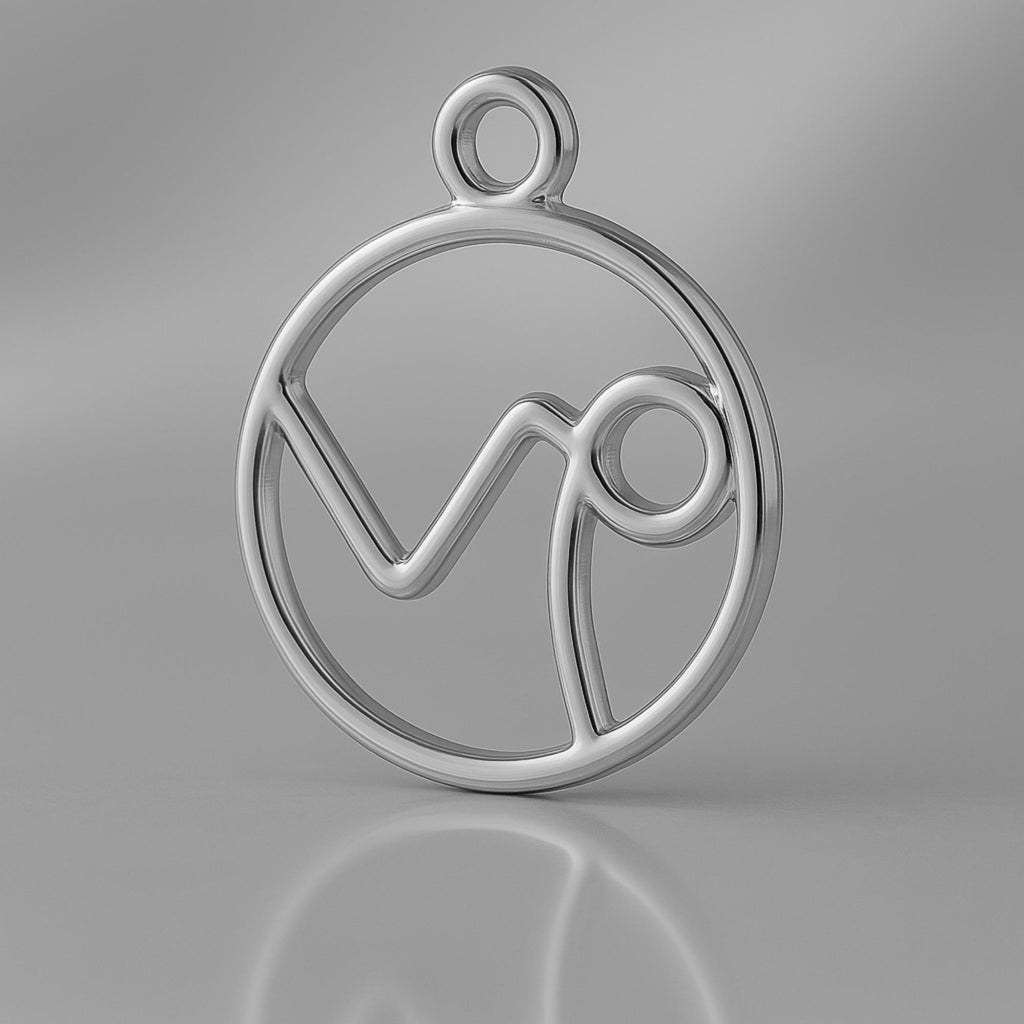 950 Platinum - Capricorn Zodiac Round Charm