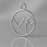 950 Platinum - Capricorn Zodiac Round Charm