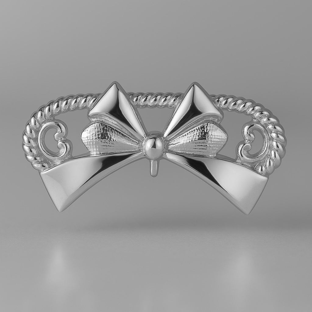 950 Platinum - Ornate Bow Charm