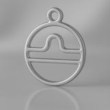 950 Platinum - Libra Zodiac Round Charm