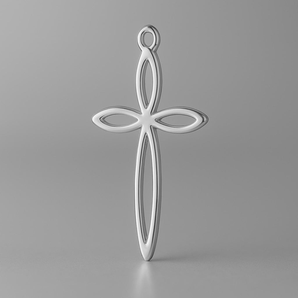 950 Platinum - Marquise Petal Crucifix Charm