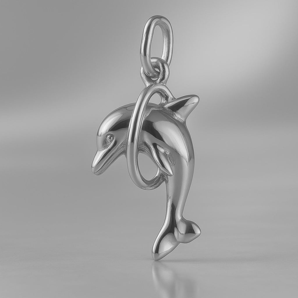 950 Platinum - Hoop Dolphin Charm