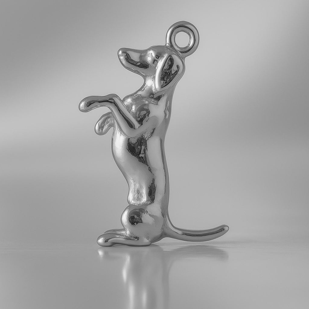 950 Platinum - Playful Dachshund Dog Charm