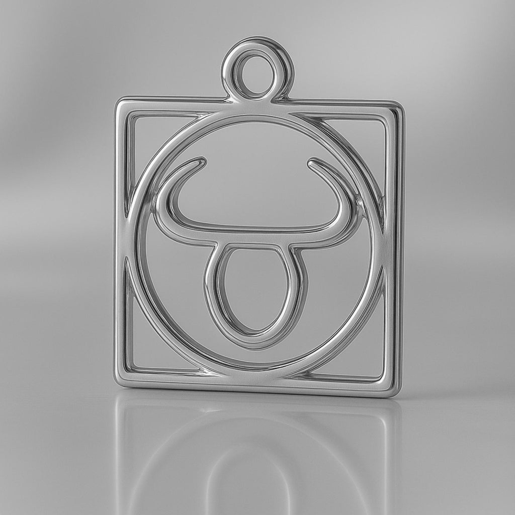 950 Platinum - Taurus Zodiac Square Charm