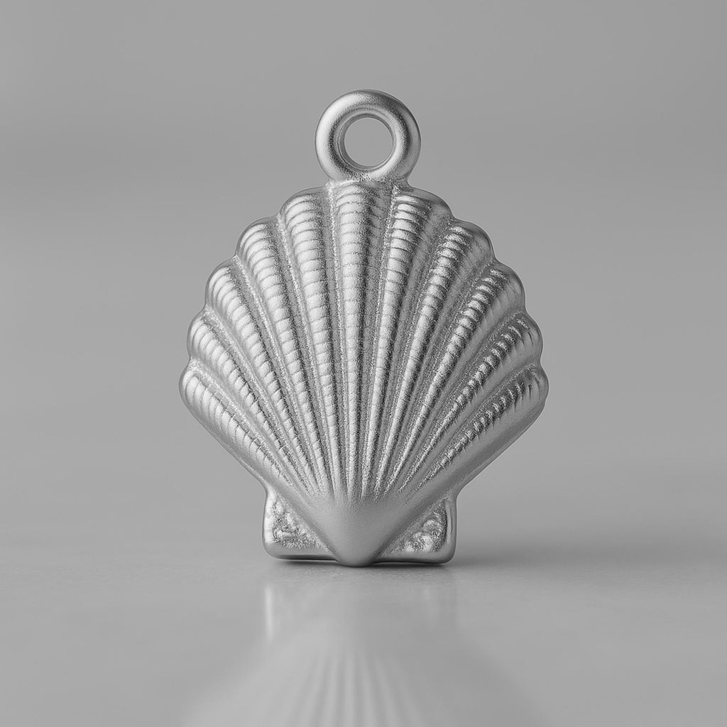 950 Platinum - Scallop Beach Shell Charm
