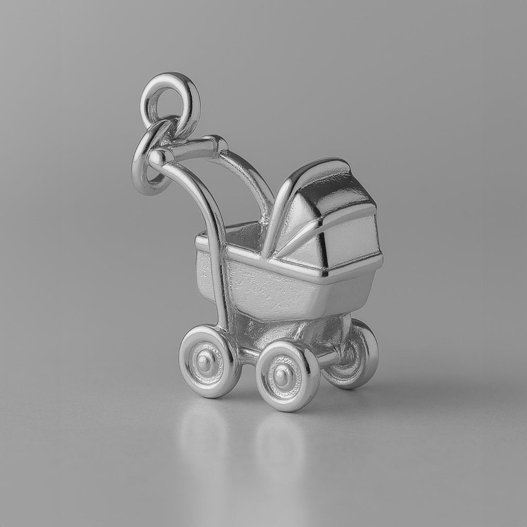 950 Platinum - Mid–Century Baby Pram Charm