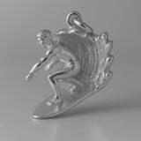 950 Platinum - Wave Rider Surfer Charm