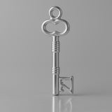 950 Platinum - Ribbed 21 Castle Key Charm