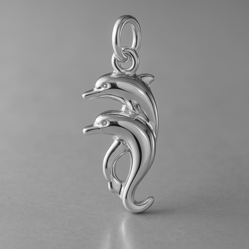 950 Platinum - Twin Dolphins Charm