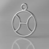 950 Platinum - Pisces Zodiac Round Charm