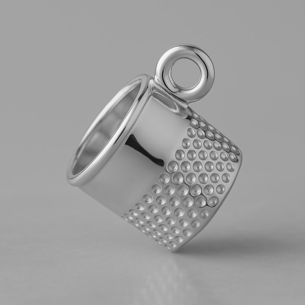 950 Platinum - Dimpled Thimble Charm
