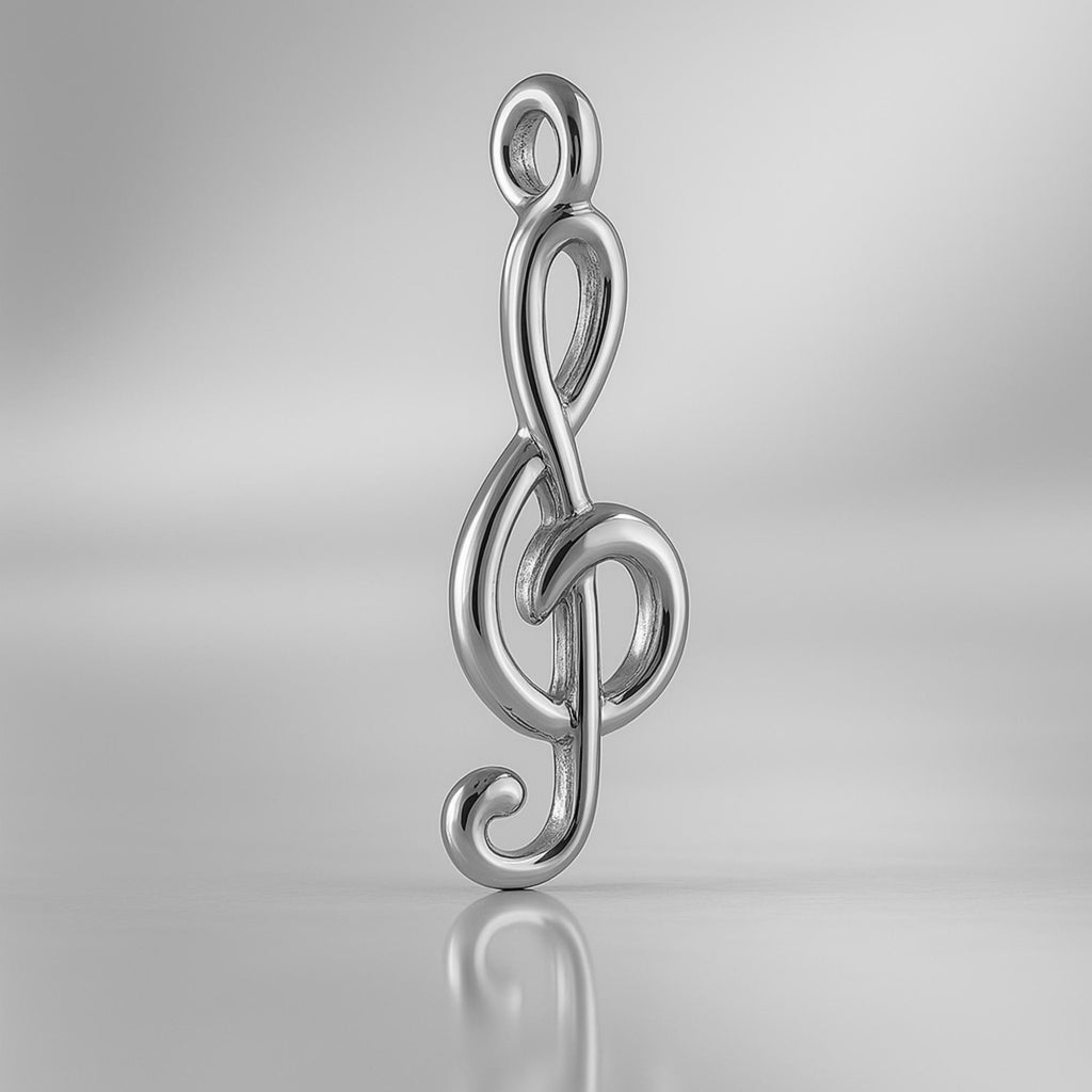 950 Platinum - Sculpted Treble Clef Charm