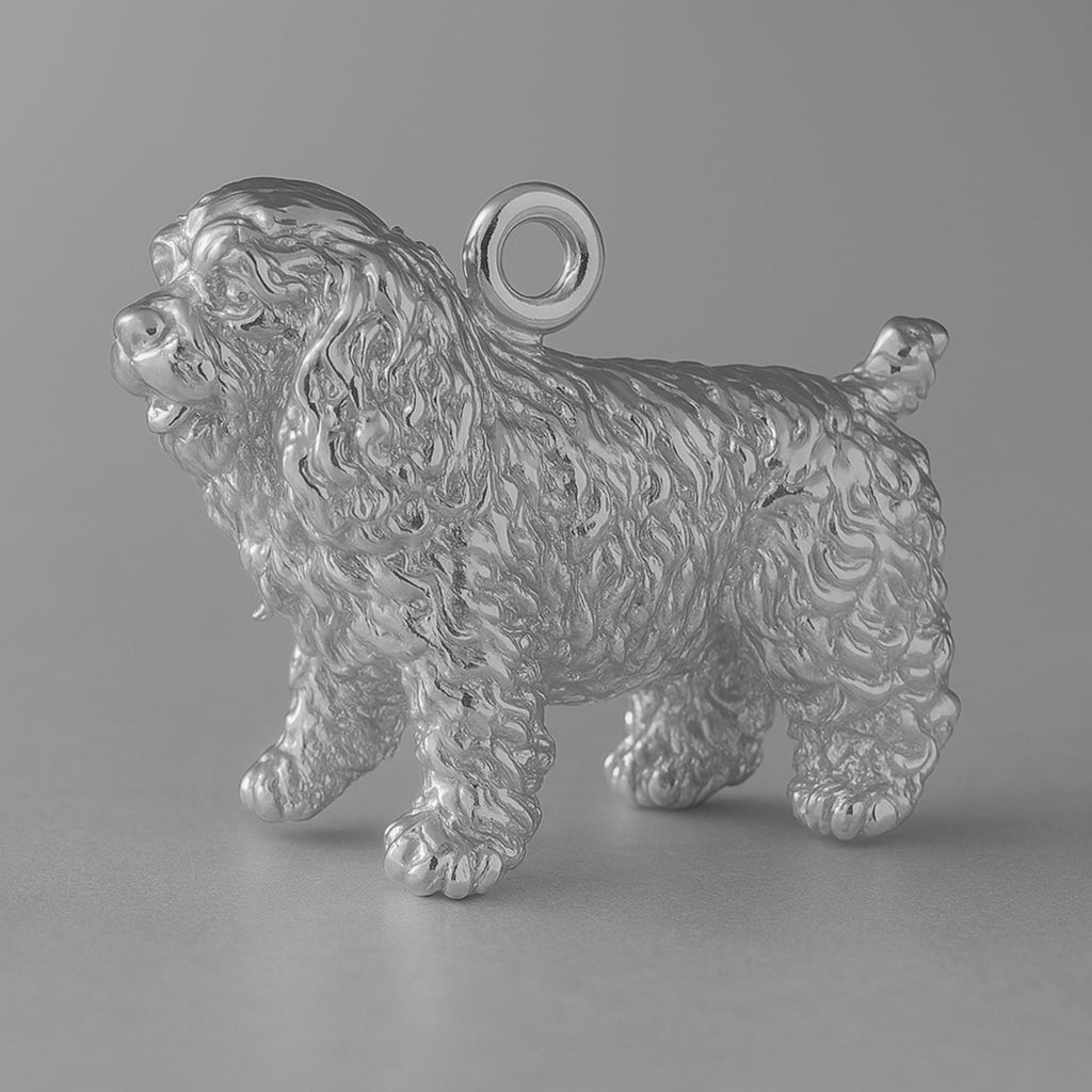 950 Platinum - Curly Cocker Spaniel Dog Charm