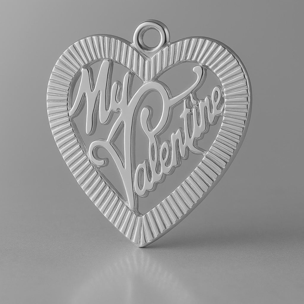 950 Platinum - My Valentine Fluted Heart Charm