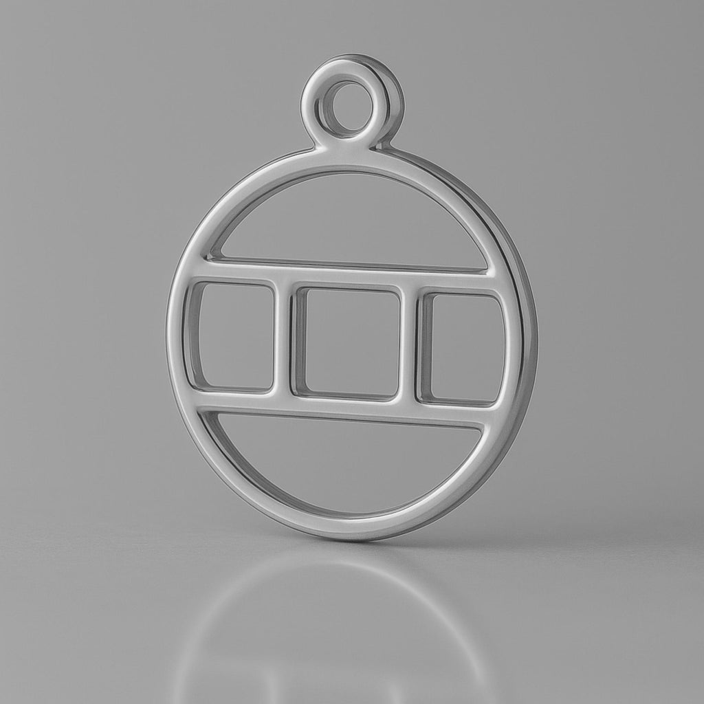 950 Platinum - Gemini Zodiac Round Charm