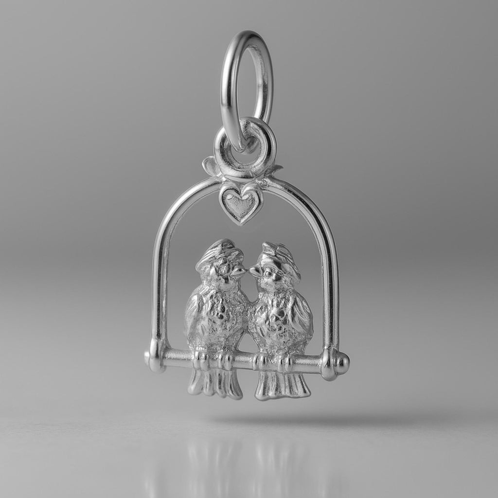 950 Platinum - Perched Love Birds Charm