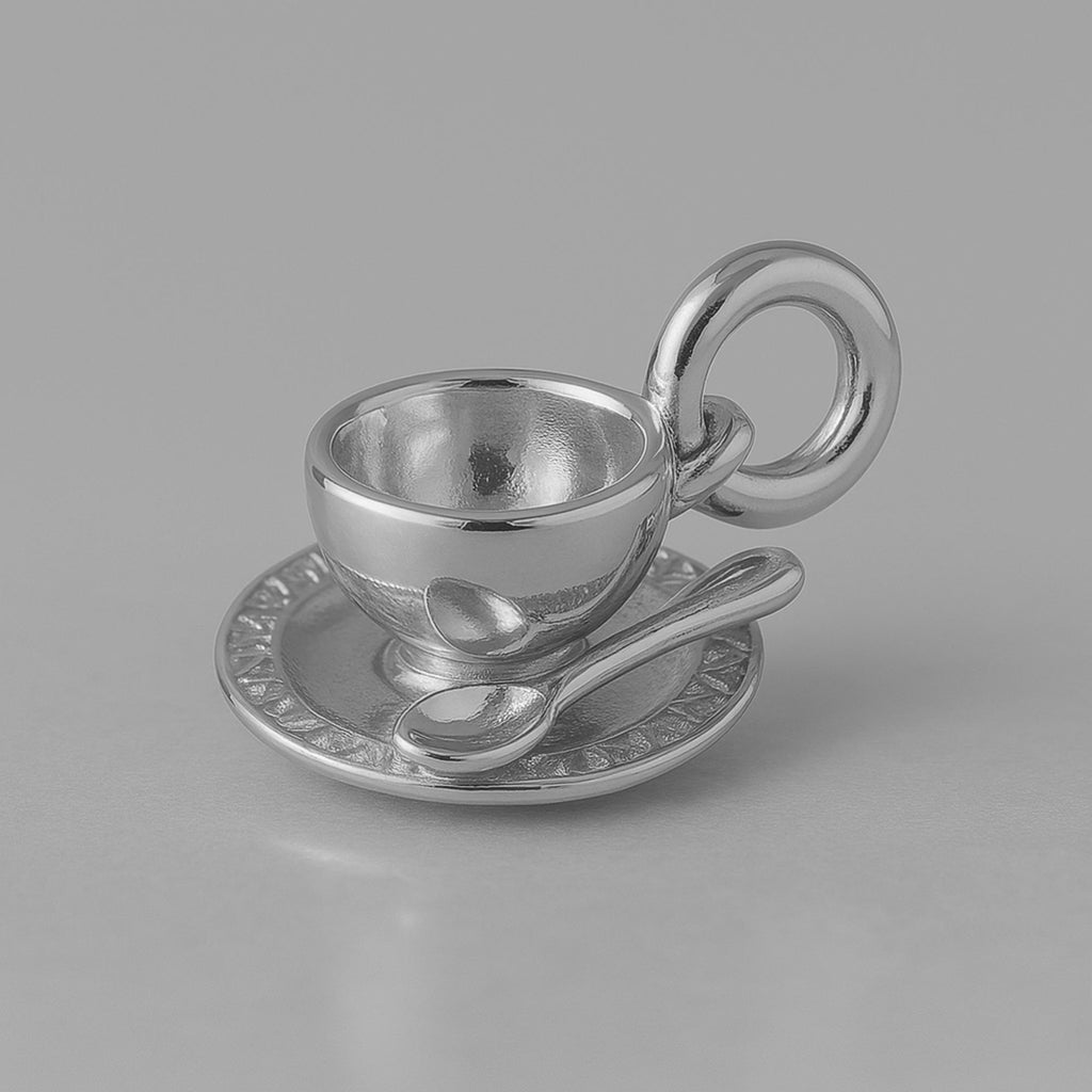 950 Platinum - Coffee Cup & Saucer Charm