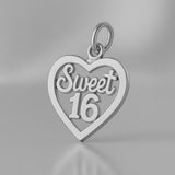 950 Platinum - Sweet 16 Openwork Heart Charm