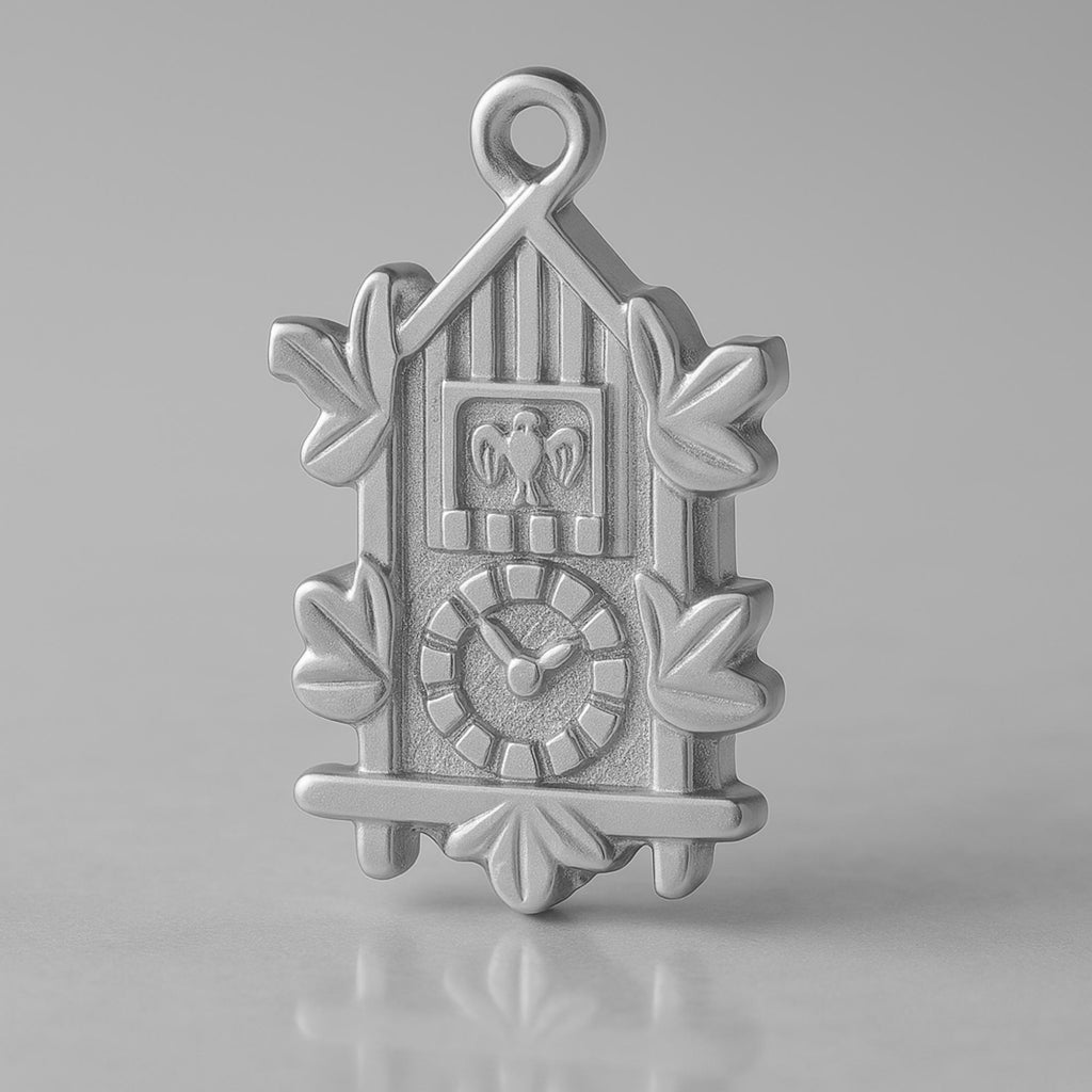 950 Platinum - Ornate Cuckoo Clock Charm