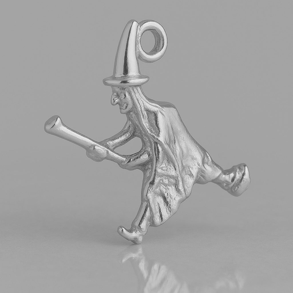 950 Platinum - Flying Witch Charm