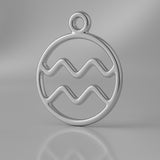 950 Platinum - Aquarius Zodiac Round Charm