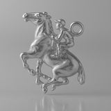 950 Platinum - Horse and Jockey Charm