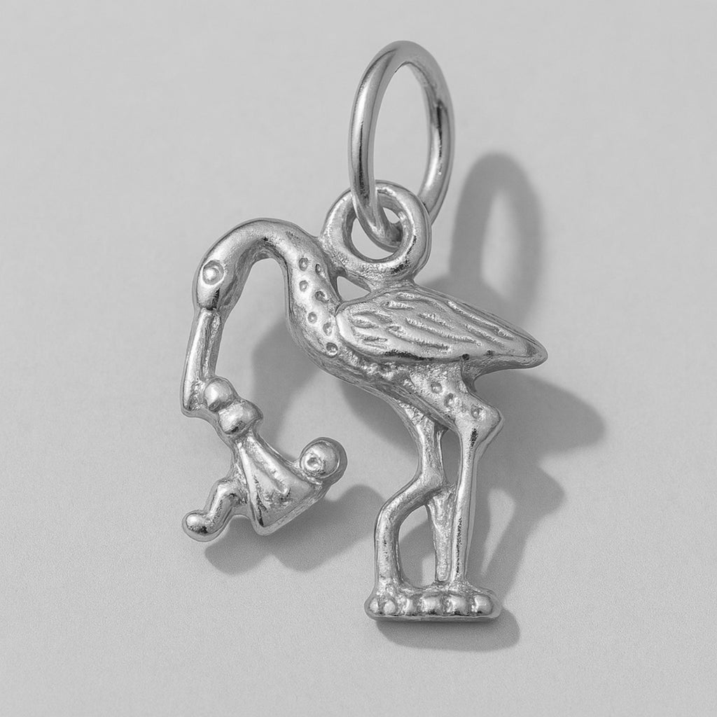 950 Platinum - Stork & Baby Charm