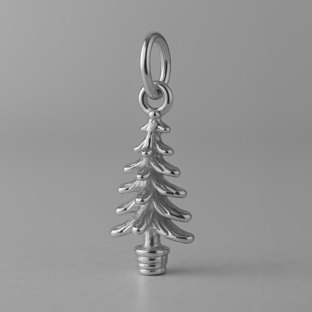 950 Platinum - Potted Fir Christmas Tree Charm