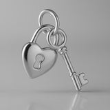 950 Platinum - Heart Lock & Key Charm
