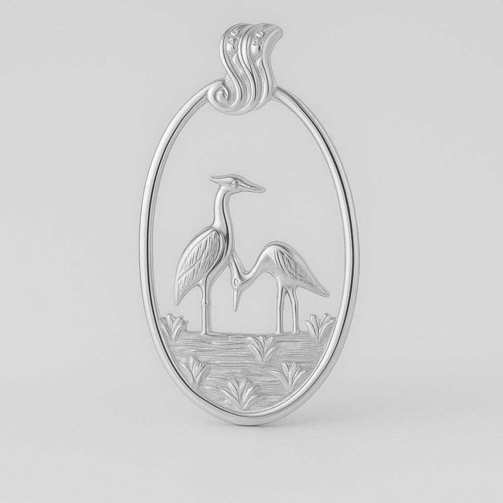 950 Platinum - Wetlands Crane Birds Charm