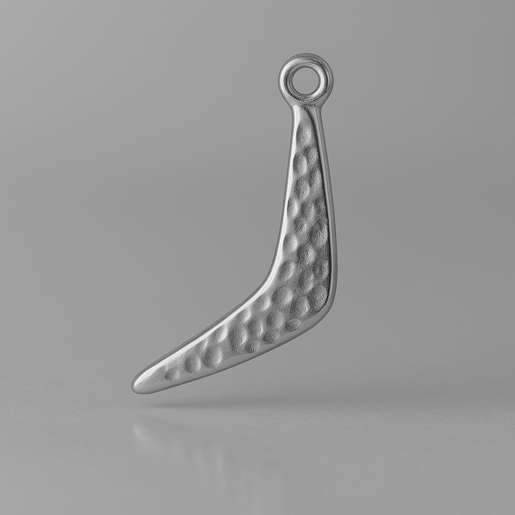 950 Platinum - Textured Boomerang Charm