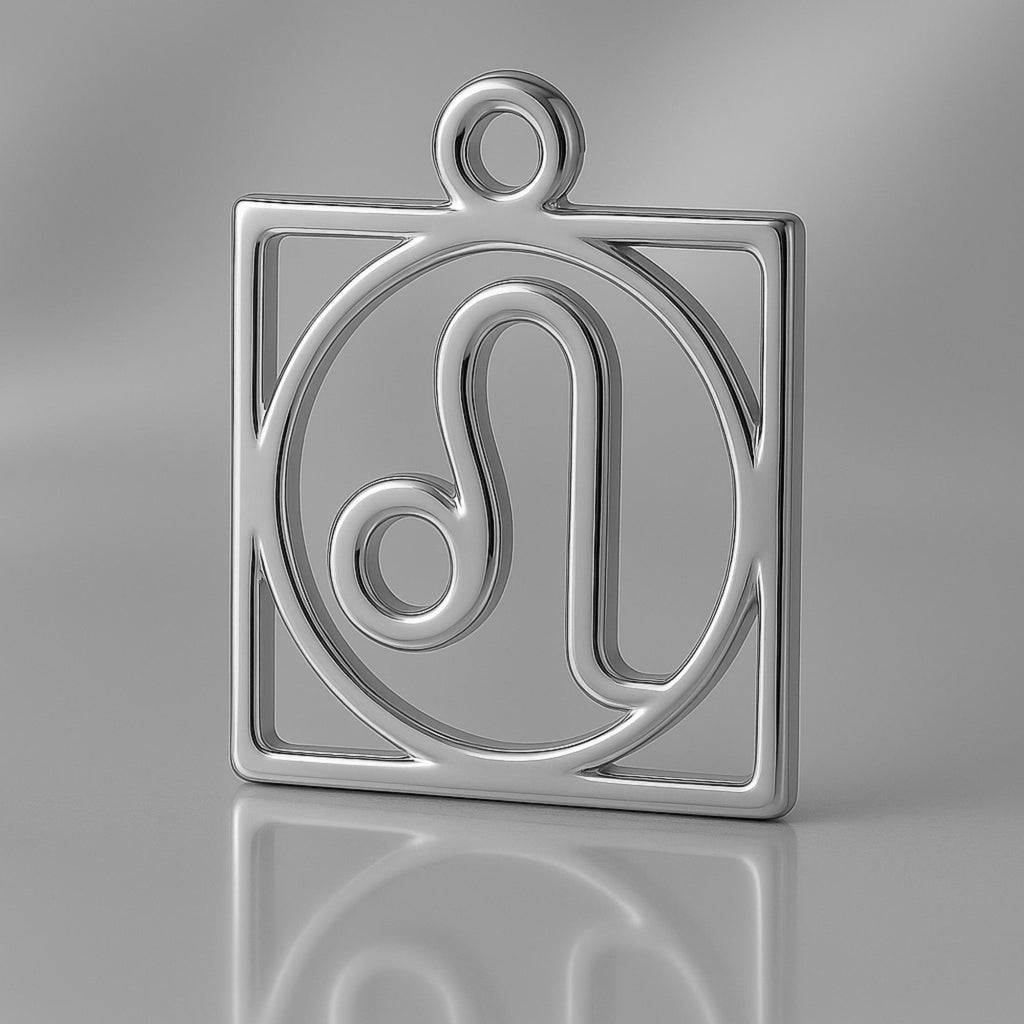 950 Platinum - Leo Zodiac Square Charm