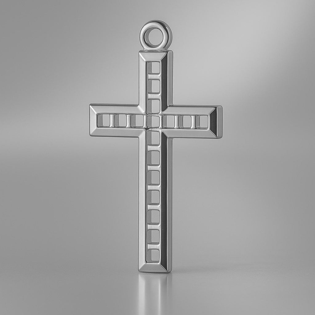950 Platinum - Lattice Crucifix Charm