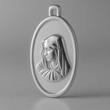 950 Platinum - Oval Virgin Mary Amulet Charm