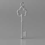 950 Platinum - Ornate Clover Castle Key Charm