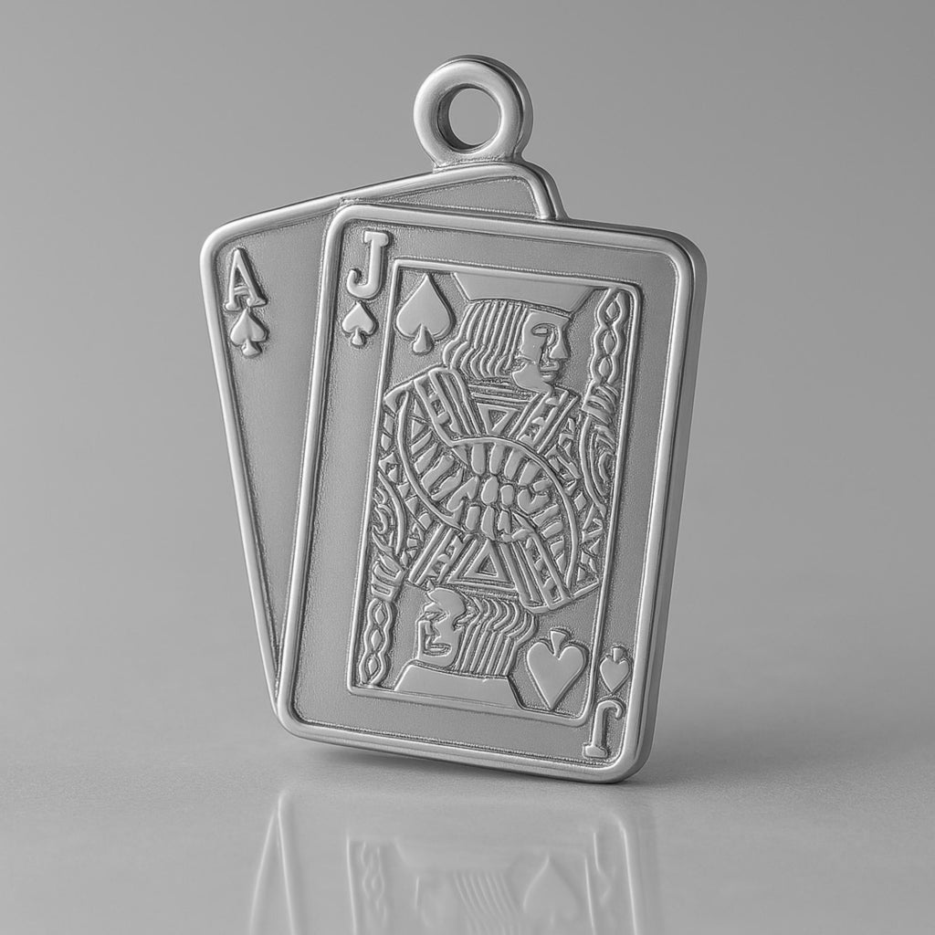 950 Platinum - Blackjack Playing Cards Charm