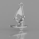 950 Platinum - Beach Windsurfer Charm