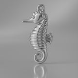 950 Platinum - Lined Seahorse Charm