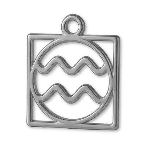 950 Platinum - Aquarius Zodiac Square Charm