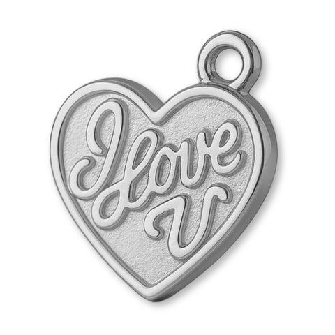 950 Platinum - I Love U Heart Charm