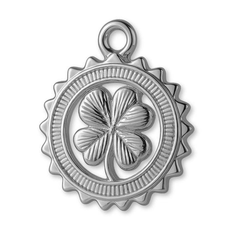 950 Platinum - Four Leaf Clover Medallion Charm
