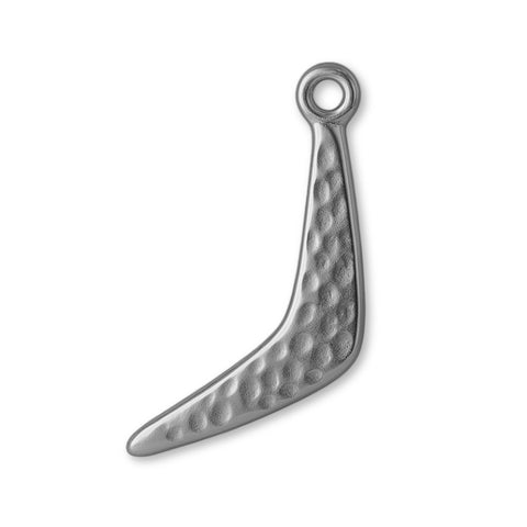 950 Platinum - Textured Boomerang Charm