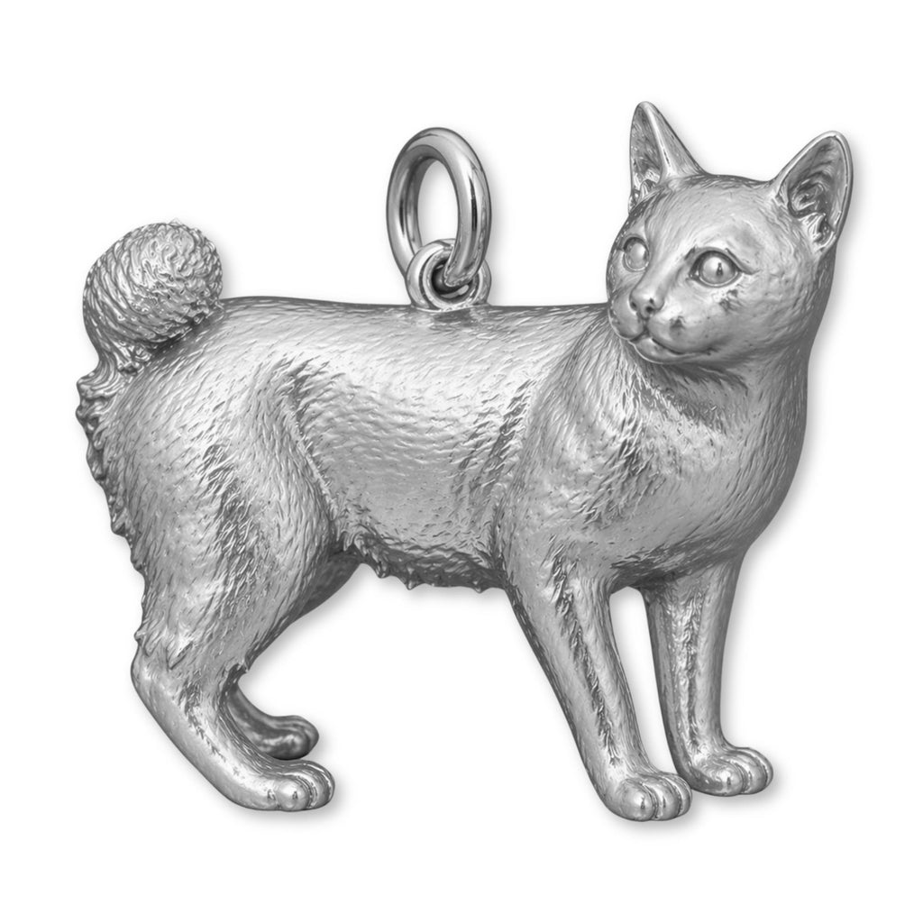 950 Platinum - Japanese Bobtail Cat Charm