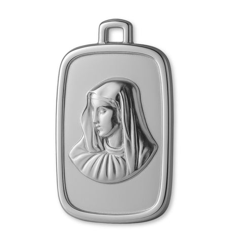 950 Platinum - Rectangle Virgin Mary Amulet Charm