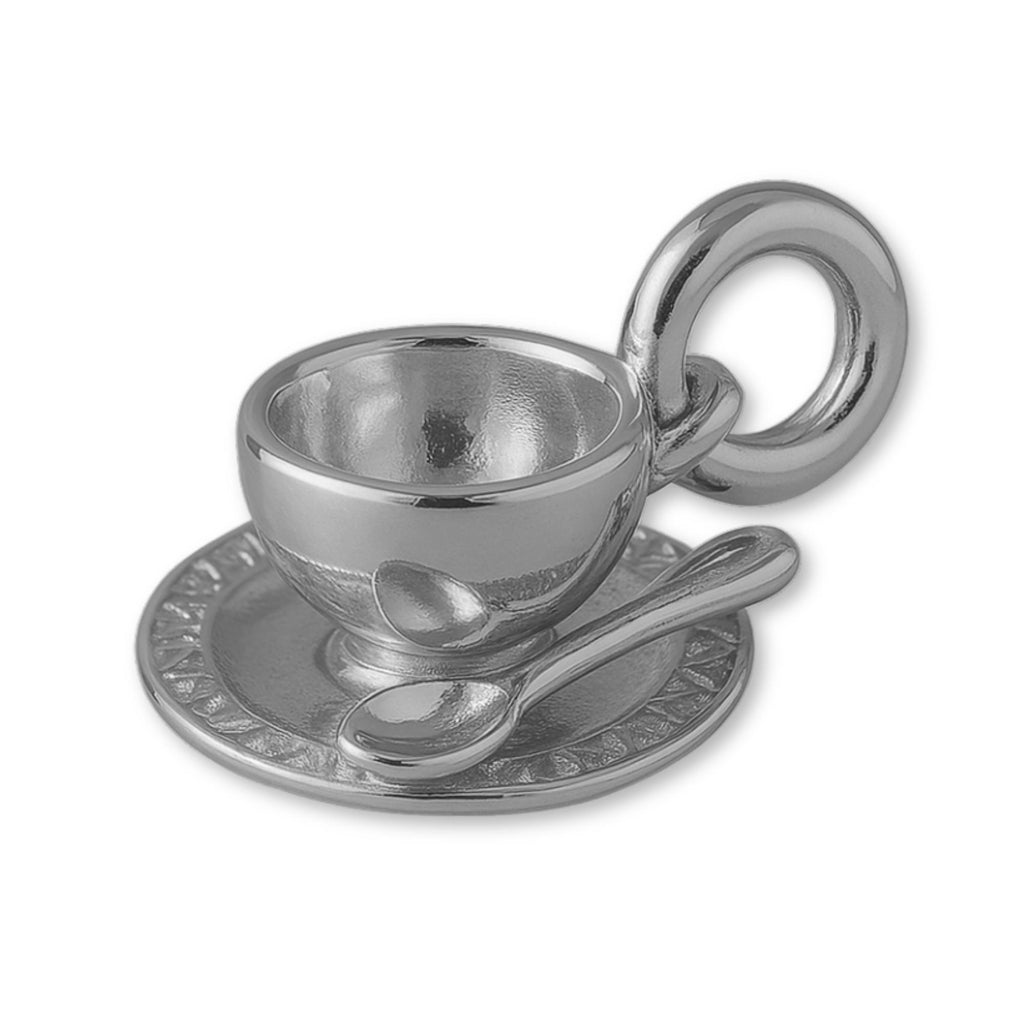 950 Platinum - Coffee Cup & Saucer Charm