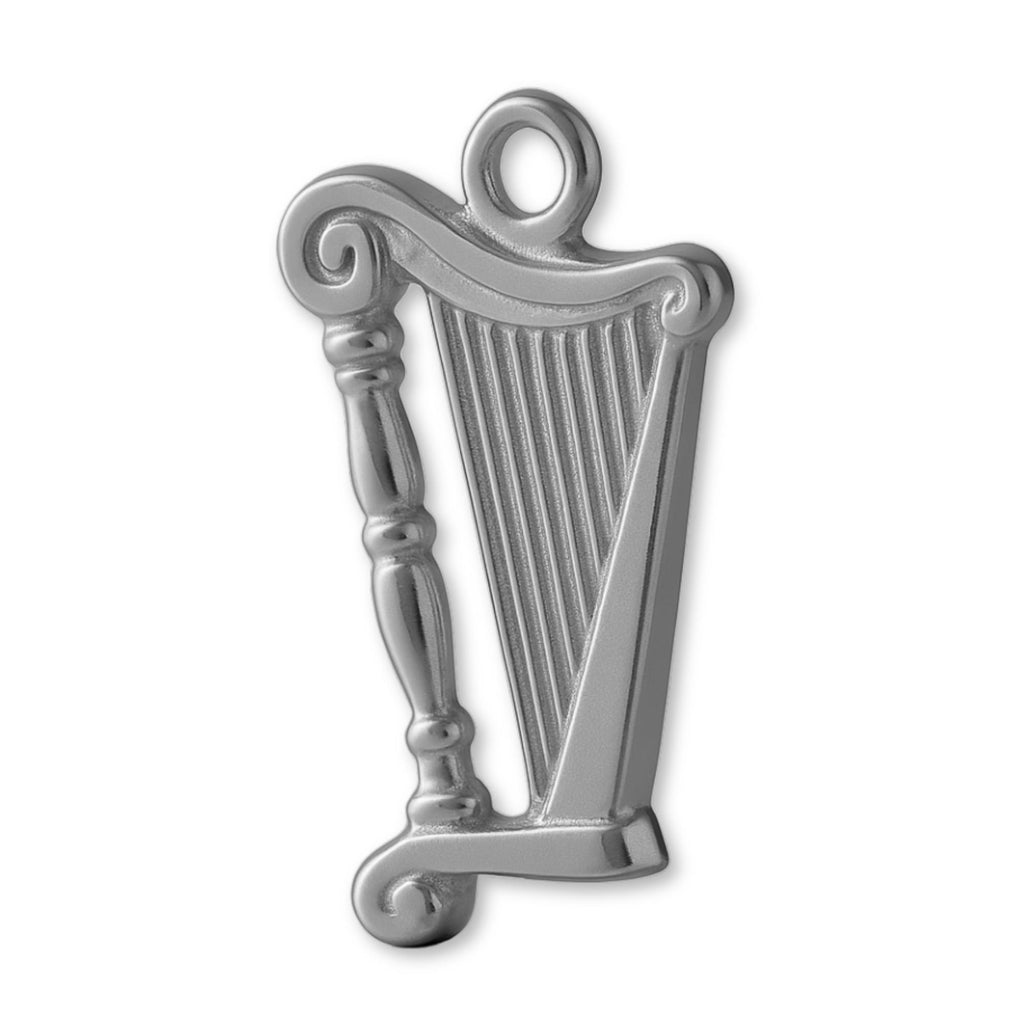 950 Platinum - Elegant Scroll Harp Charm