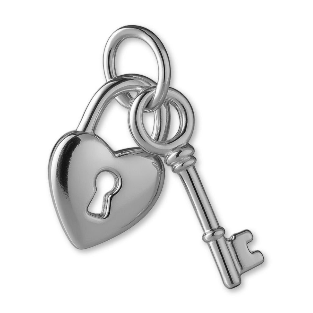 950 Platinum - Heart Lock & Key Charm