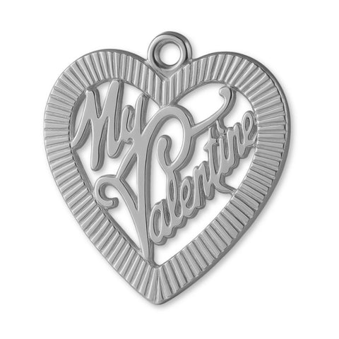950 Platinum - My Valentine Fluted Heart Charm