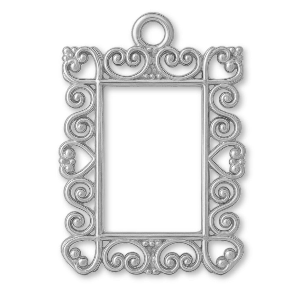 950 Platinum - Heart Frame Charm