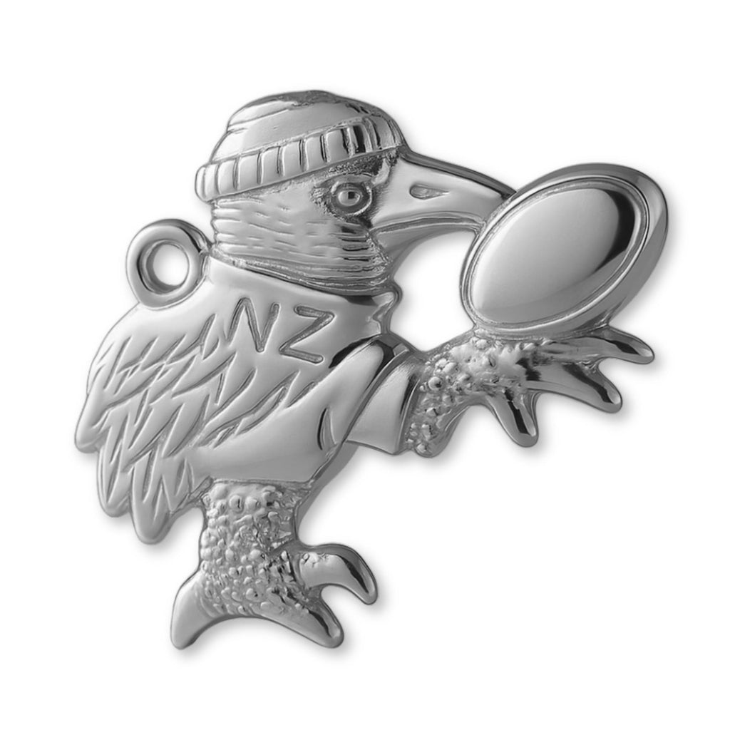 950 Platinum - NZ Kiwi Rugby Bird Charm